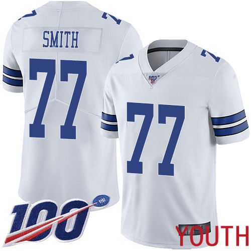 Youth Dallas Cowboys Limited White Tyron Smith Road #77 100th Season Vapor Untouchable NFL Jersey->youth nfl jersey->Youth Jersey